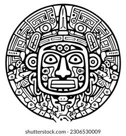 Icono del vector del tatuaje tótem azteca maya