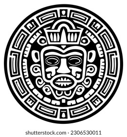 Icono del vector del tatuaje tótem azteca maya