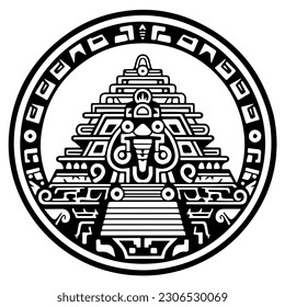 Mayan Aztec totem tattoo vector icon