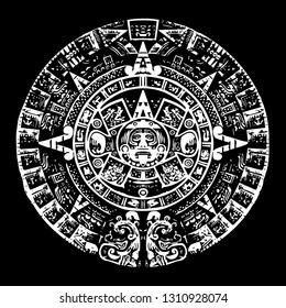 Mayan calendar, black and white with high detail, culture