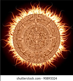 Mayan calendar in flames