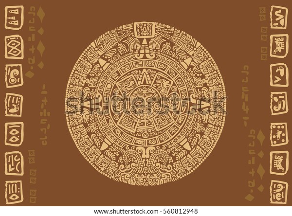 Mayan calendar.\
Images of\
characters of ancient American Indians.The Aztecs, Mayans,\
Incas.