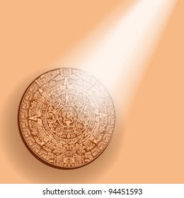 Mayan calendar lit sunshine