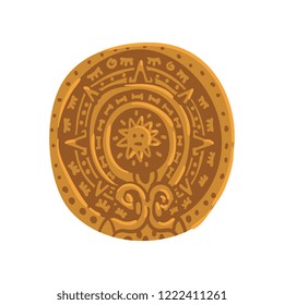 Mayan calendar, Maya civilization symbol, American tribal culture element vector Illustration on a white background
