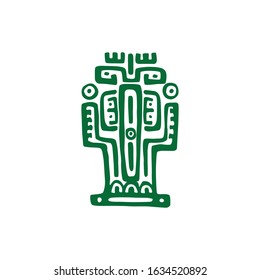 Mayan civilization sign with plants and snakes isolated icon. Vector Aztec religion and culture symbol, retro tribal totem with reptile and nature pattern. Ethnic sacred tattoo design, ornate emblem