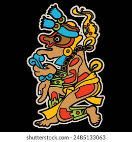 Mayan deity Ek Chuah on black background. Prints for stickers or shirts