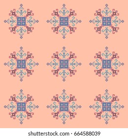 Mayan fabric, geometric decorative navajo print, american indian pattern, folk symbols. Ethnic design seamless pattern, traditional tribal geometric motifs. Textile, fabric, clothes ornament.