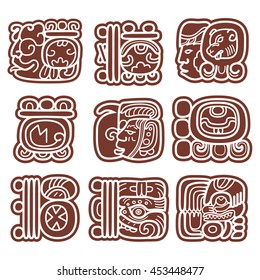 Mayan glyphs, writing system and languge vector design  
 