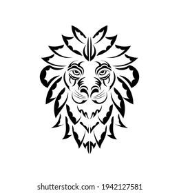 Mayan lion face. Vector illustration.