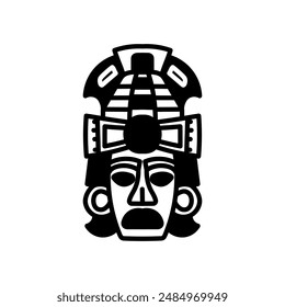 Icono de glifo de máscara maya, Ilustración vectorial