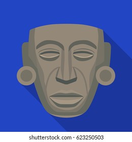 Mayan mask icon in flat style isolated on white background. Mexico country symbol stock vector illustration.