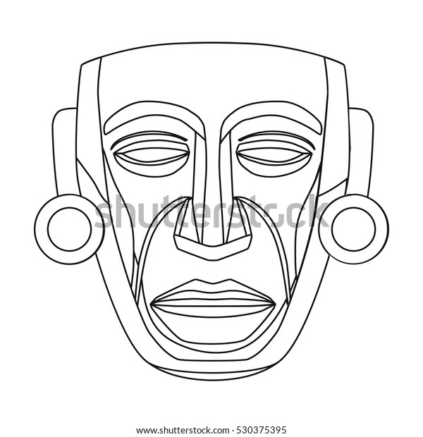 Mayan Mask Icon Outline Style Isolated Stock Vector (Royalty Free ...