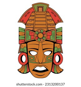 Mayan mask. Vector illustration of a ancient traditional ceremony accessory