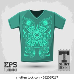 Mayan modern symbol design - t-shirt template - vector print illustration