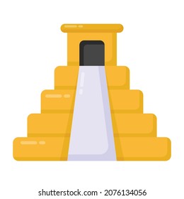 A mayan pyramid, aztec building flat icon