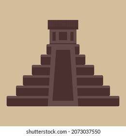 Mayan pyramid in flat style