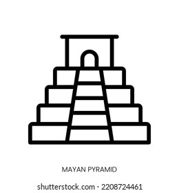 mayan pyramid icon. Line Art Style Design Isolated On White Background