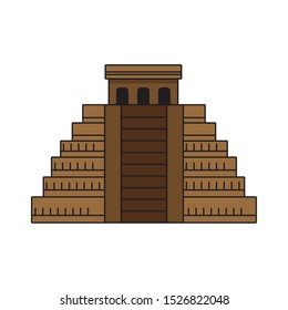 Mayan pyramid icon over white background, colorful design. vector illustration