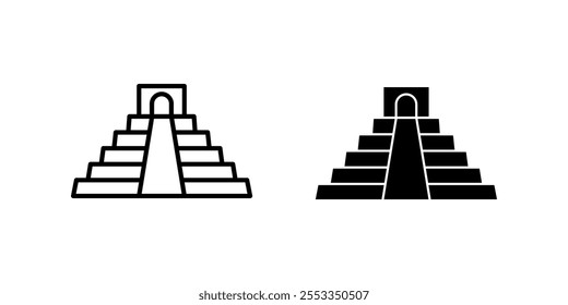 Mayan Pyramid Icon set. Symbol isolated white background. vector illustration. color editable.