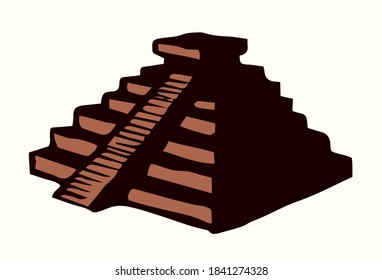 Mayan pyramids. Vector drawing icon