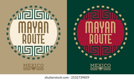 Rota Mayan destino turístico no México, design de sinais vetoriais Linhas Mayan viagem mexicana