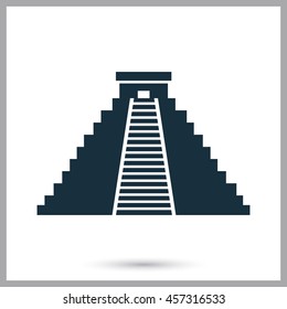 Mayan temple icon on the background