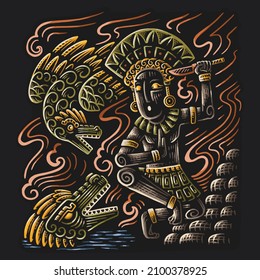 Mayan tribe hunts crocodile and bird in the jungle.