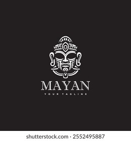 mayan tribe mask logo tribal vector illustration