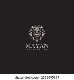 mayan tribe mask logo tribal vector illustration