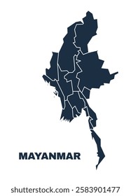 Mayanmar map flat border outline vector