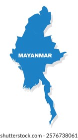 Mayanmar simple flat vector illustration map