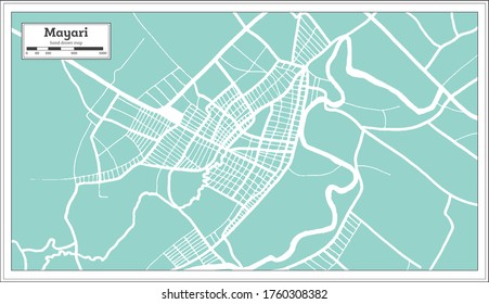 Mayari Kuba Stadtplan im Retro-Stil. Übersicht. Vektorgrafik.
