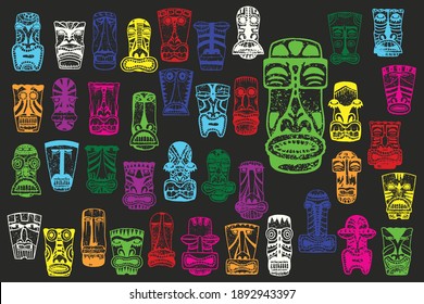 Maya's masks. Colorful collection. Clip art set on white background