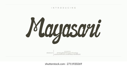 Mayasari is a modern hand-lettered script font featuring smooth curves and elegant strokes.