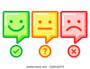 Yes? No? Maybe. Face expressions. Vector illustration.
