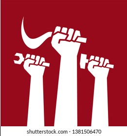 Mayday happy labour day. crowd worker icon. worker icon. for poster banner etc. about mayday