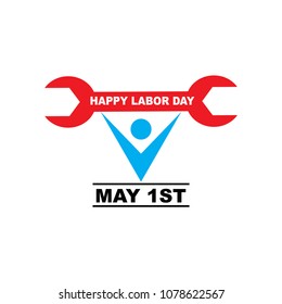 Mayday. May First Happy Labor Day. International Workers Day with creative Vector illustration on white  background.