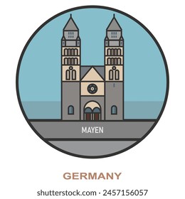 Mayen. Cities and towns in Germany. Flat landmark