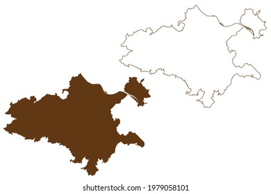 Mayen-Koblenz District (Federal Republic Of Germany, State Of Rhineland-Palatinate) Map Vector Illustration, Scribble Sketch Mayen Koblenz Map