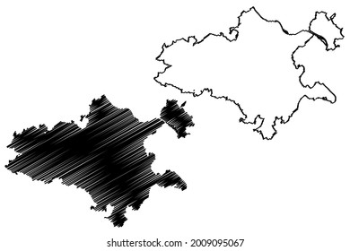 Mayen-Koblenz District (Federal Republic Of Germany, State Of Rhineland-Palatinate) Map Vector Illustration, Scribble Sketch Mayen Koblenz Map