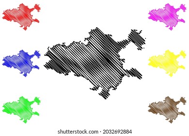 Mayen-Koblenz District (Federal Republic Of Germany, State Of Rhineland-Palatinate) Map Vector Illustration, Scribble Sketch Mayen Koblenz Map