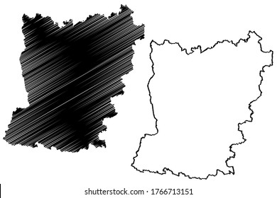 Mayenne Department (France, French Republic, Pays de la Loire region) map vector illustration, scribble sketch Mayenne map