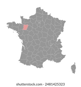 Mayenne department map, administrative division of France. Vector illustration.