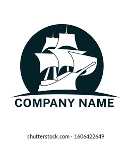 Mayflower Ship Boat Logo Vector 