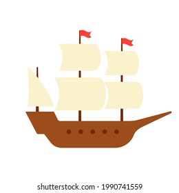 Mayflower ship icon. Clipart image isolated on white background