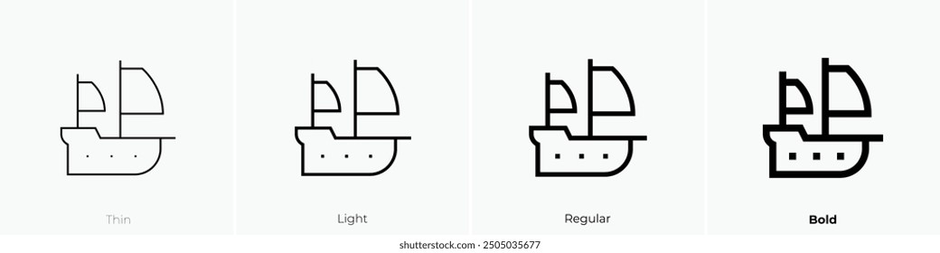 mayflower ship icon. Thin, Light Regular And Bold style design isolated on white background