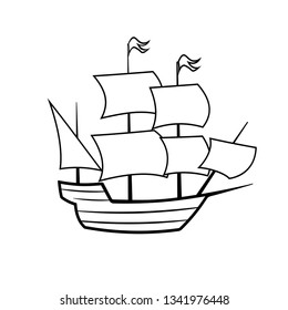 Mayflower ship outline icon. Clipart image isolated on white background