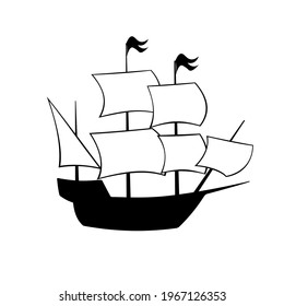 Mayflower ship silhouette icon. Clipart image isolated on white background