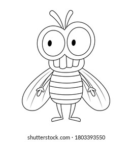 Mayfly vector illustration cartoon isolated on white background. Fruit fly vector cartoon. Funny moth insect cartoon coloring page.