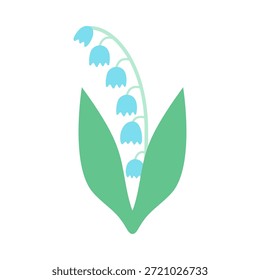 Lirio de mayo aislado sobre un fondo blanco. Icono coloreado, Ilustración vectorial en un estilo plano. Flor de primavera temprana, tiempo de Pascua. Ilustración de vacaciones de primavera del día de la madre. Lirio del valle.	